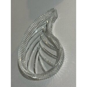 Waterford Crystal Hallmarked Leaf Paisley Shaped‎ Vanity Tray Dish From Ireland